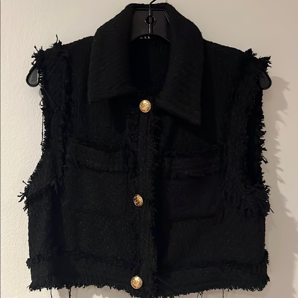 Black Zara vest with gold buttons